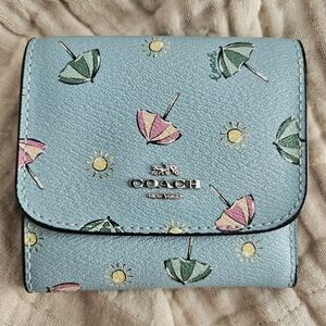Coach light blue trifold wallet🎄